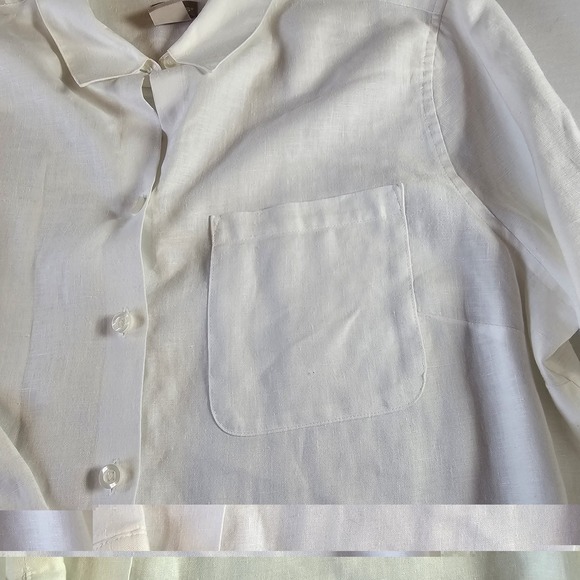 Chico's 100% Linen Button Down Shirt Tunic Top White Size 2 Large Lagenlook EUC - Picture 4 of 9